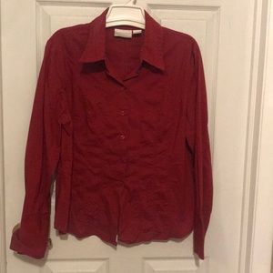Worthington stretch burgundy blouse